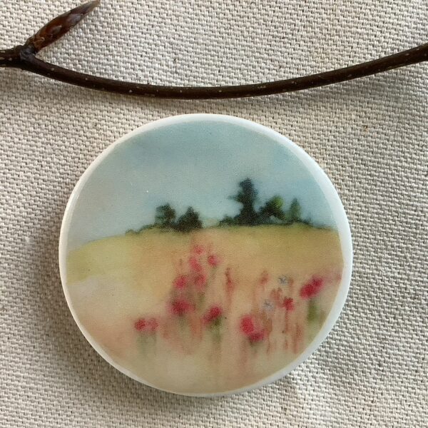 Poppy Field Ceramic Brooch