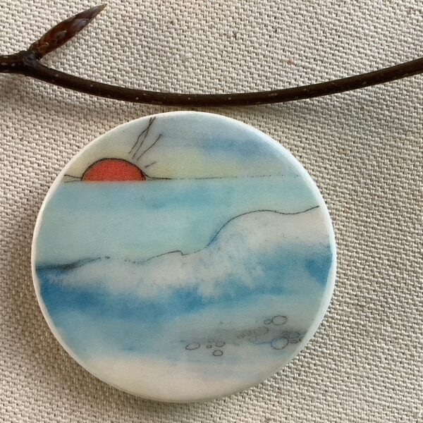 Sunrise Over the Sea Ceramic Brooch