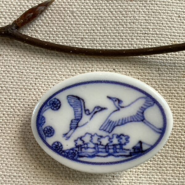 Herons Over Pabbay Ceramic Brooch