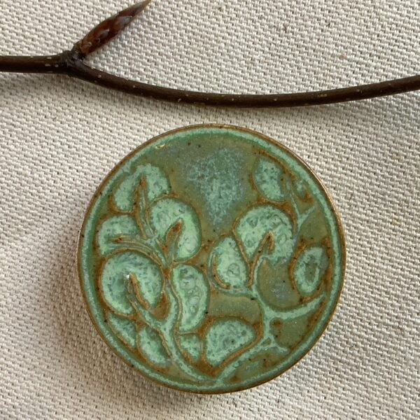 Light Leaf-Green Blossom Ceramic Brooch