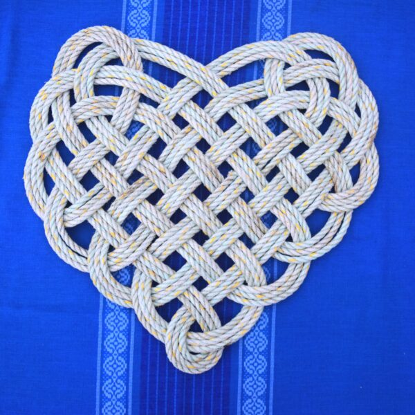 Heart-Shaped Mat In Turquoise With Yellow Fleck