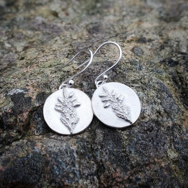 Sterling Silver Heather Earrings Round - Bright Silver