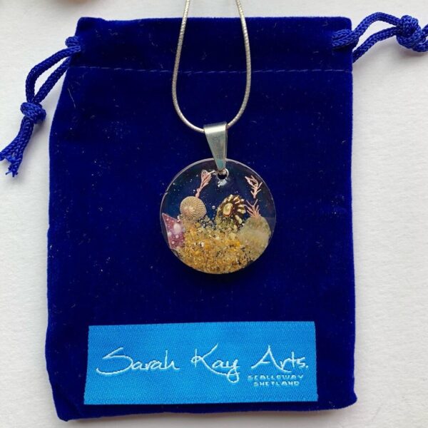 Clear Beach Pendant with Silver Chain - Circle