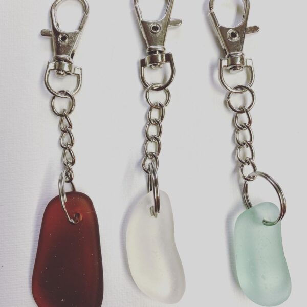 Sea Glass Keyring - White Clip Ring