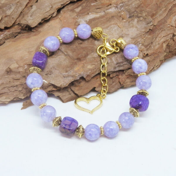 Memory Wire Bracelet with Purple Agate Beads