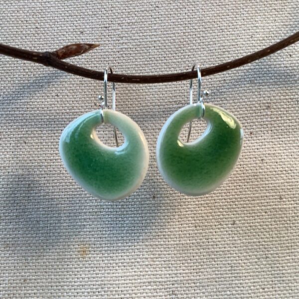High Gloss Green Glaze "Mary Quant" Ceramic Earrings