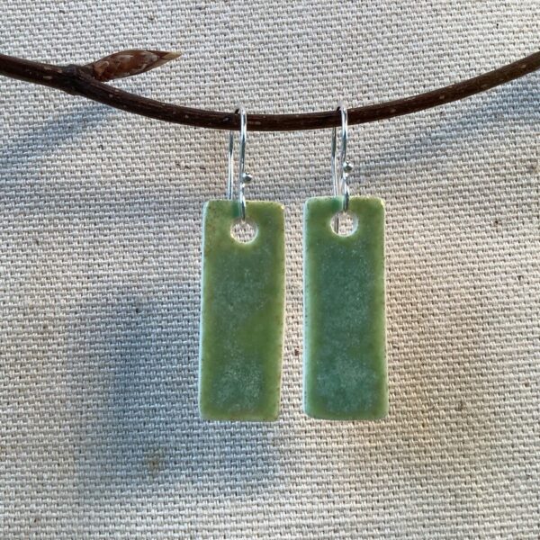 Cactus Green Glaze Rectangular Ceramic Earrings