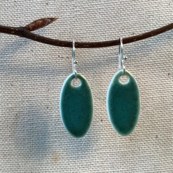 Tourmaline Glaze Oval Ceramic Earrings