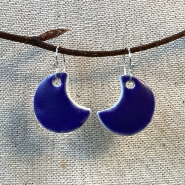 Purple Glaze Crescent Ceramic Earrings