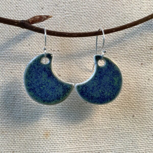 Blue Lagoon Glaze Crescent Ceramic Earrings