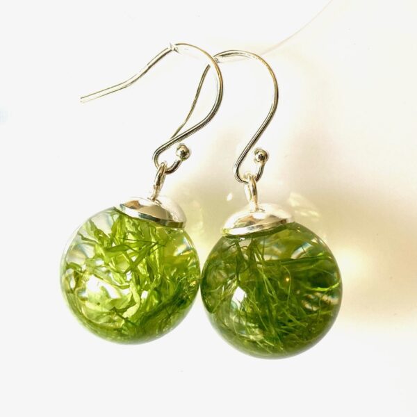 Green Sea Lettuce Resin Earrings