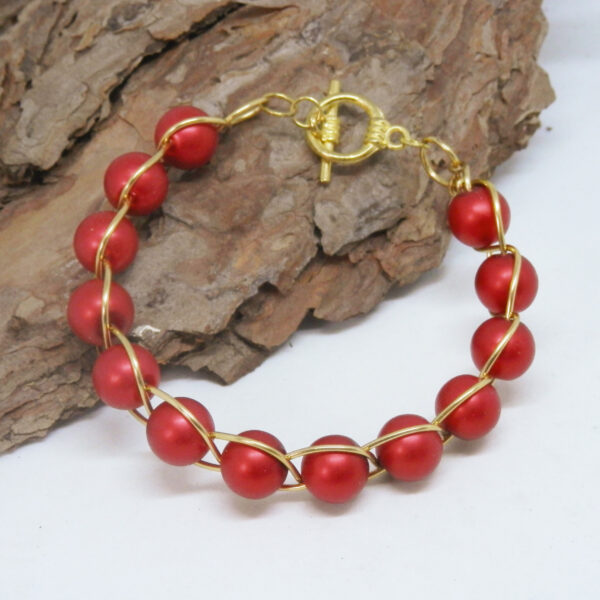 Red and Gold Celtic Braided Bracelet
