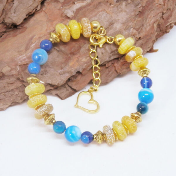 Yellow and Blue Gold Plated Memory Wire Bracelet