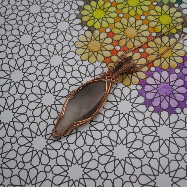 Celtic Grey Agate Wire Wrapped Pendant