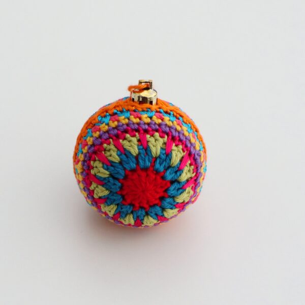 Multi-Coloured Crochet Christmas Bauble Orange String