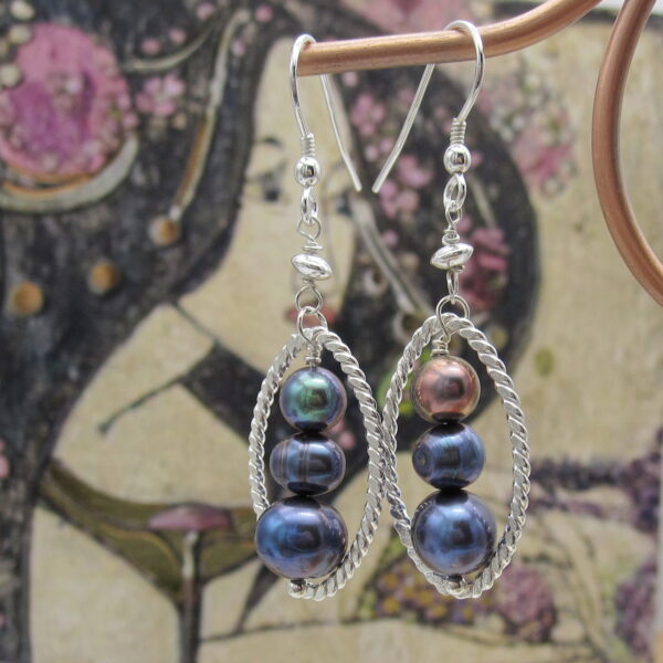 Sterling Silver Peacock Pearl Earrings