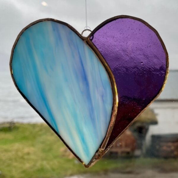 Stained Glass Heart Sun Catcher