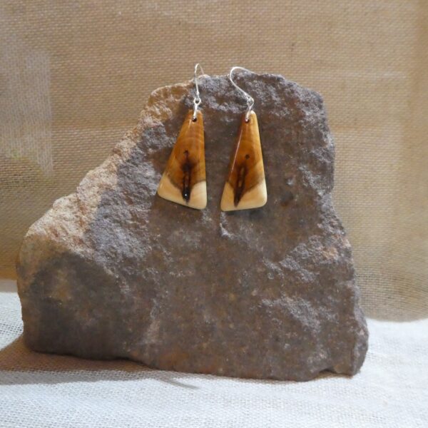 Yew Triangle Pitted Drop Earrings