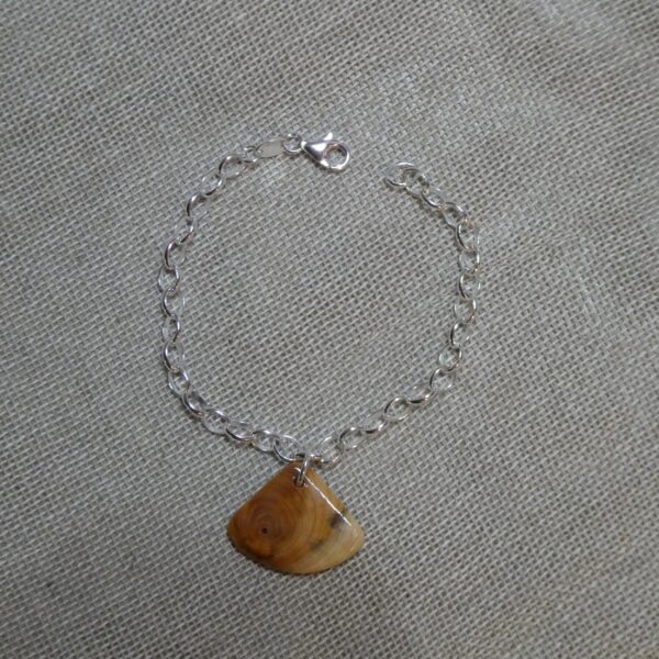 Sterling Silver Bracelet with a Yew Wood Charm.