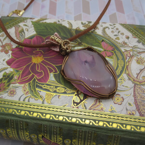 Dusky Pink Onyx Wire Wrapped Necklace