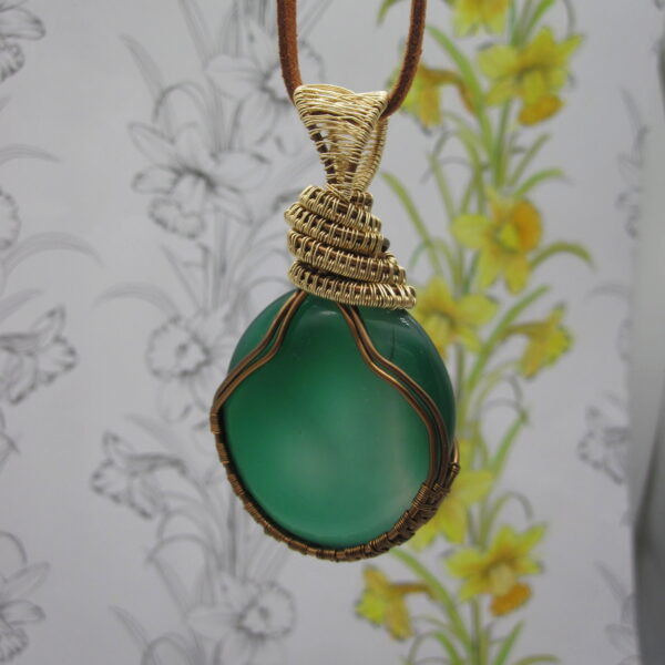 Green Onyx Wire Wrapped Necklace