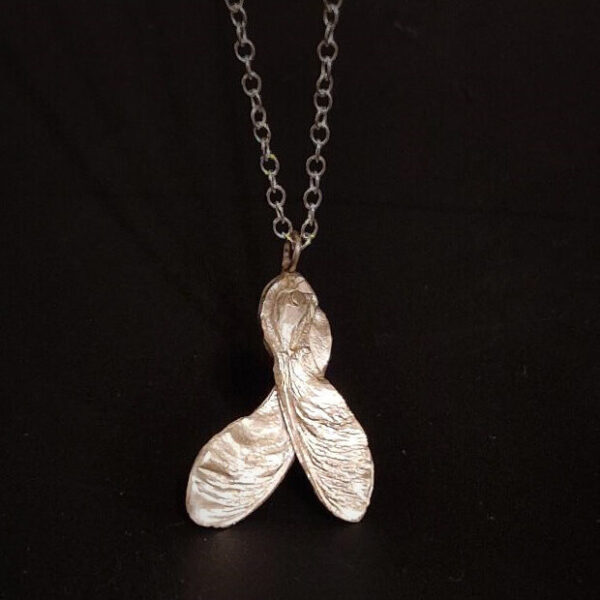 Sycamore Seeds in Silver Necklace
