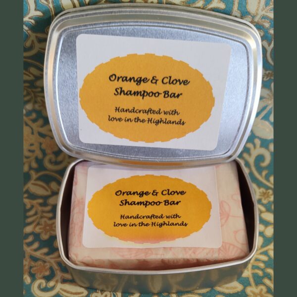 Orange & Clove Solid Shampoo in a Tin