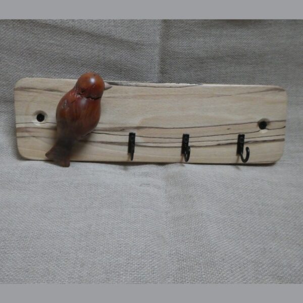 Spalted Beech Key Hanger with Elm Wood Bird