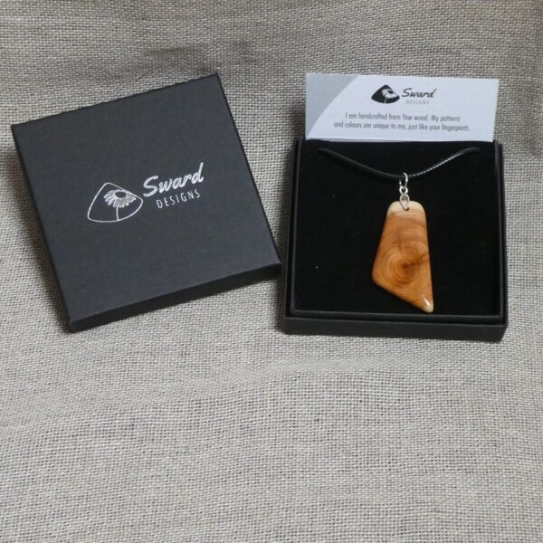 Yew Wood Asymmetric Pendant