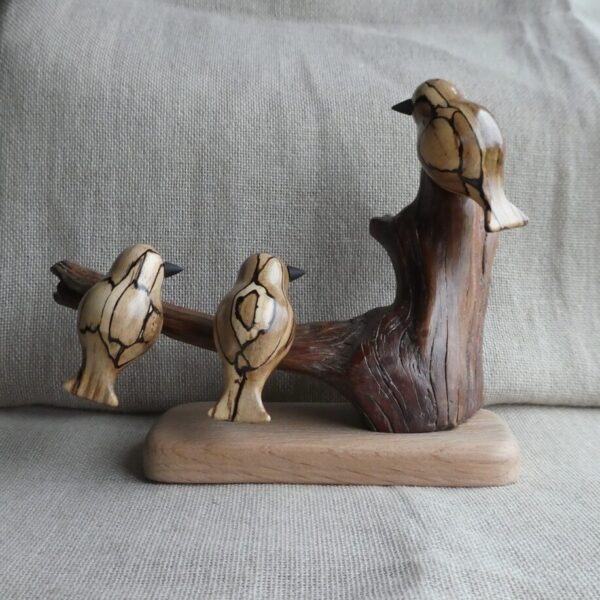 Spalted Beech Trio of  Birds