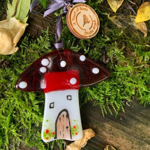 Fused Glass Mushroom House Decoration -  No Box