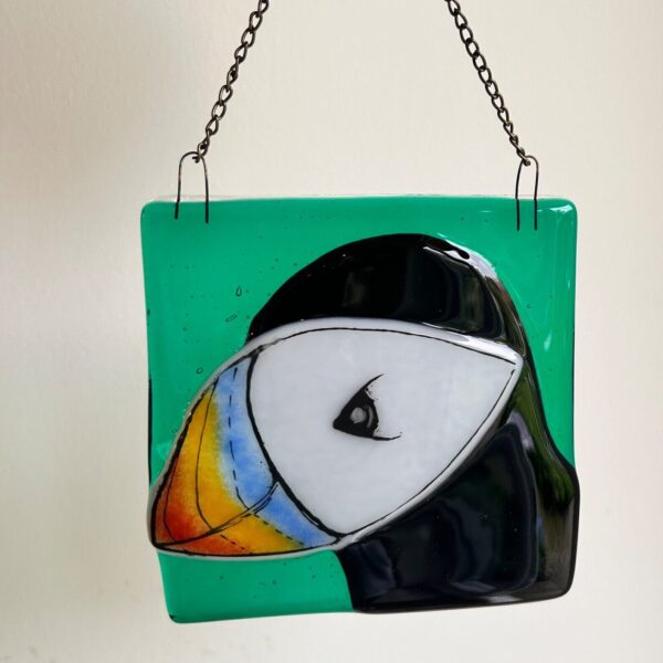 Fused Glass Puffin Suncatcher