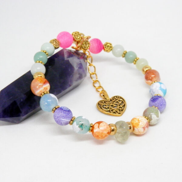 Summery Memory Wire Bracelet with Agate Beads