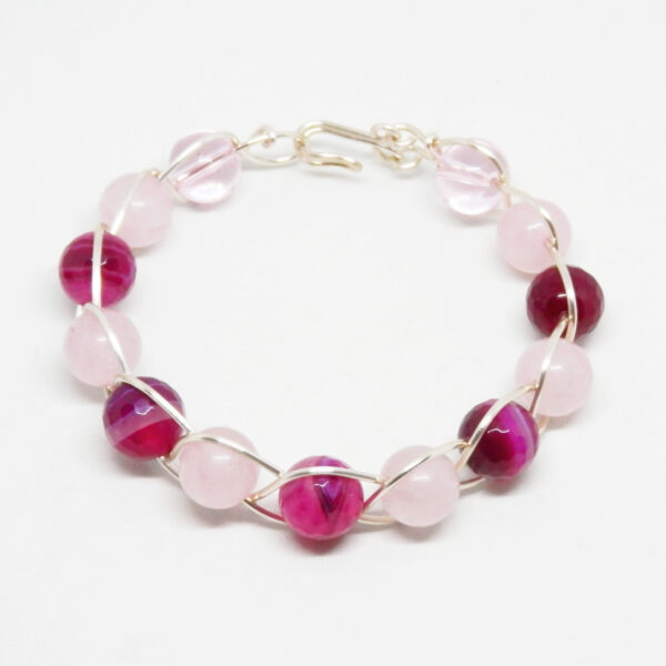 Rose Quartz and Pink Agate Celtic Braided Bracelet