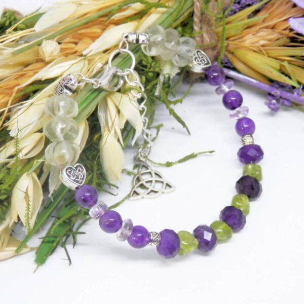 Amethyst and Peridot Memory Wire Bracelet