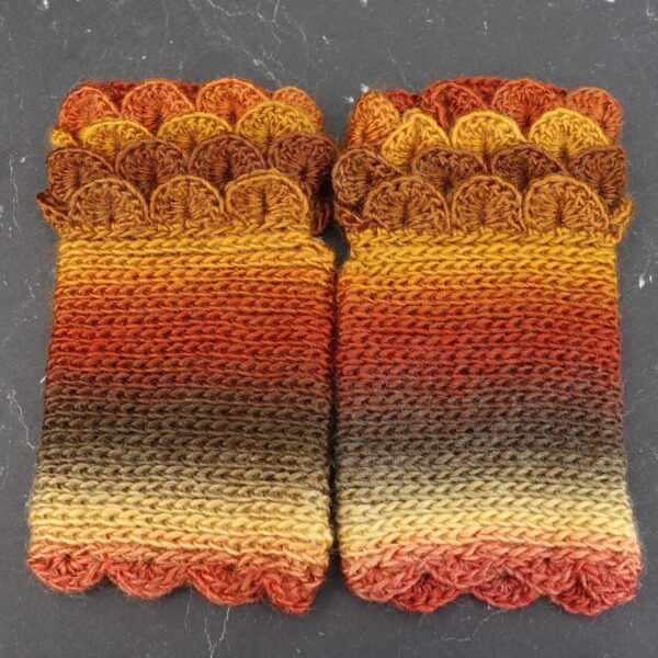 Autumnal Leaves Crochet Fingerless Gloves