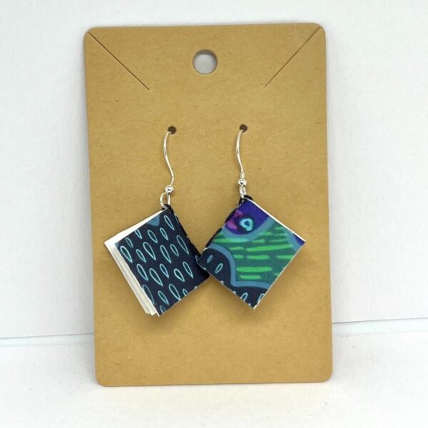 Small Blue Rain Book Earrings