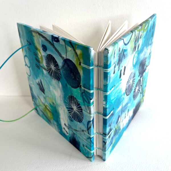 Square Blue Green Abstract Circles Watercolour Sketchbook