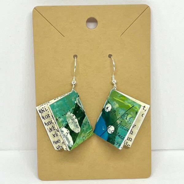 Medium Blue Green Book Earrings