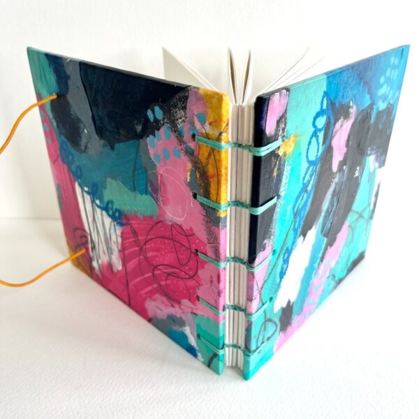 Square Pink Green & Blue Abstract Watercolour Sketchbook