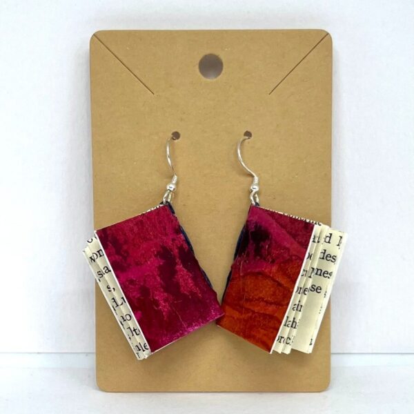 Large Pink Orange Book Earrings