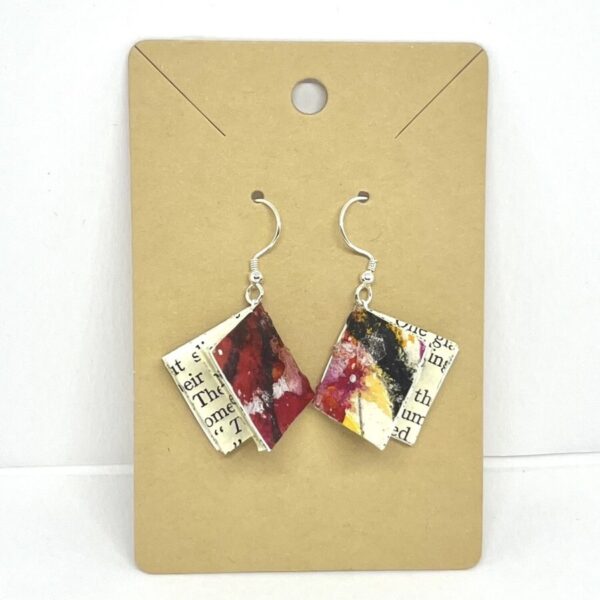 Small Pink Orange Book Earrings