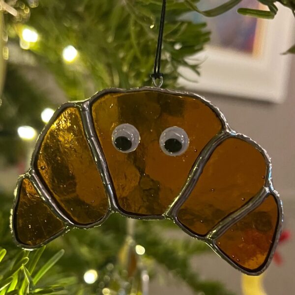 Stained Glass Croissant Tree Decoration