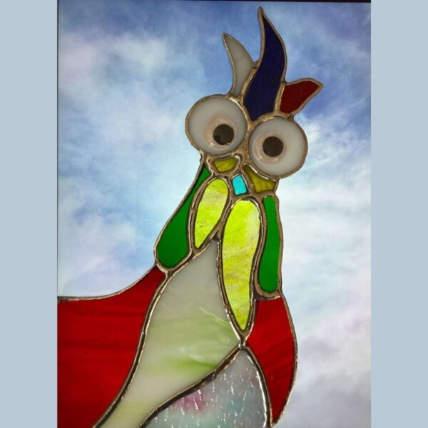 Stained Glass EGGsentric Suncatcher - Red/White Body
