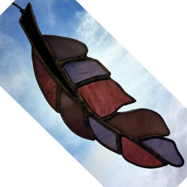 Stained Glass Feather Suncatcher - purples