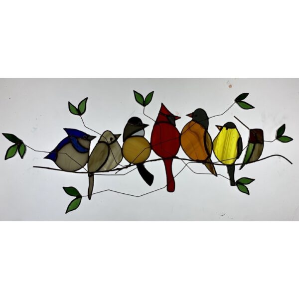 7 Stained Glass Birds on a Branch