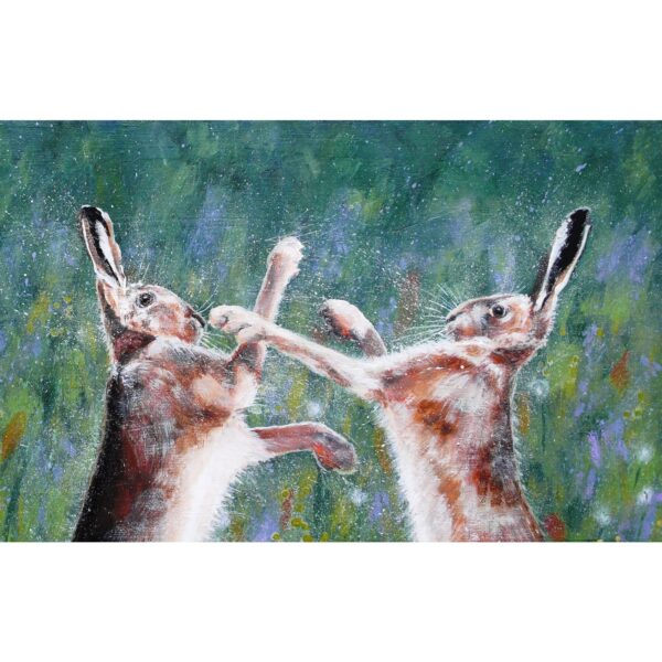 Boxing Brown Hares Greetings Card