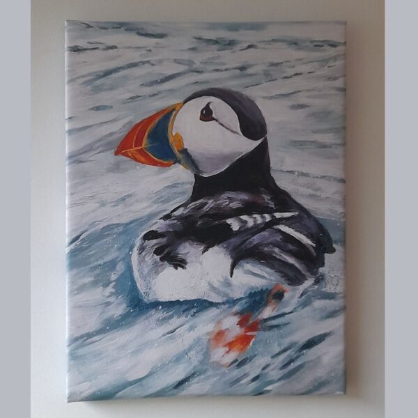 Puffin at Sea Canvas Print