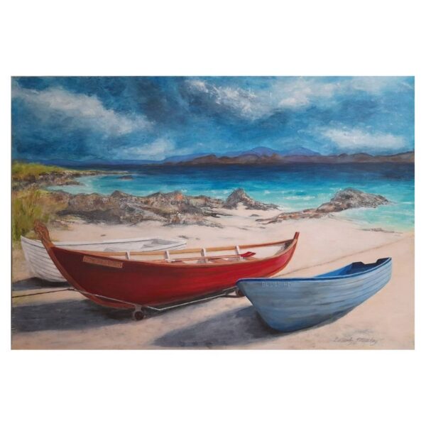 Red Boat in Iona Greetings Card