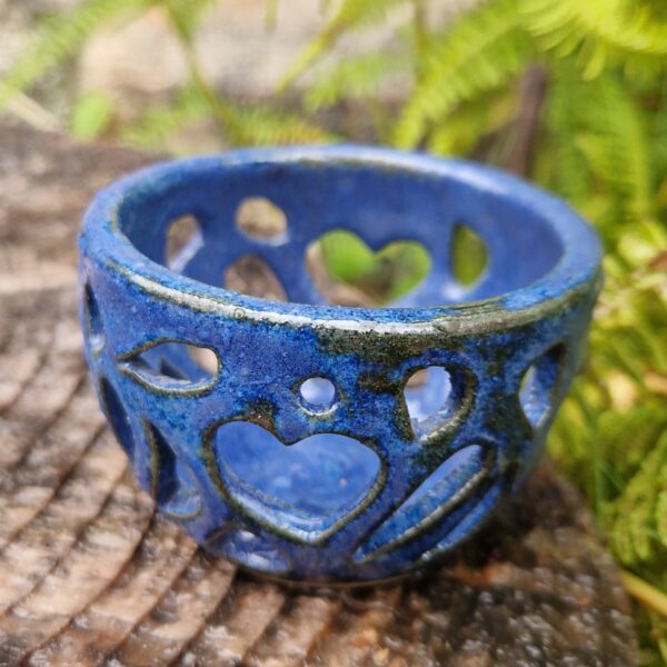 Blue Stoneware Tealight Holder